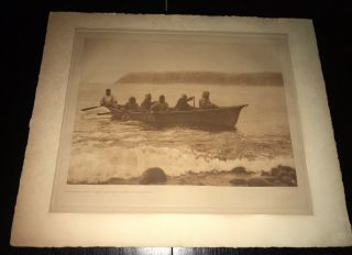 Edward S.  Curtis Photogravure Plate 705 Diomede Boat Crew 1928 Suffolk 12 X 16