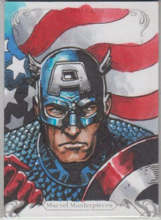 2018 Upper Deck Marvel Masterpieces Hand - Drawn Sketch Card 1/1 Captain America