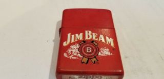 Zippo Cigarette Lighter Red Jim Beam 2003 Very Little Flint
