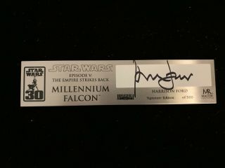 Harrsion Ford Master Replicas Millennium Falcon " Replacement " Signature Plaque