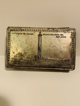 Vintage Souvenir Put - In - Bay Ohio Stamp Tin Metal Box Japan - A