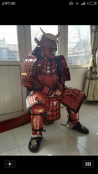 Japanese Mens Red Black Samurai Suit Of Armour Armor Helmet Mask Wearable