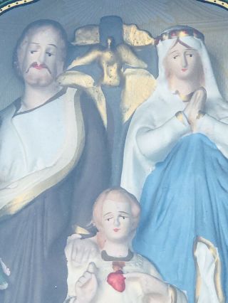 Early 1800 ' s Pope Viaticum Holy Family Framed Glass Shadow Box Jesus Joseph Mary 3