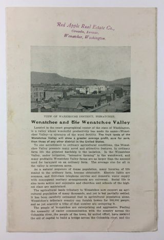 Wenatchee Valley Washington Color Foldout Real Estate Land Brochure 1906
