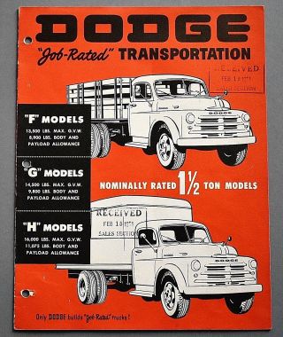 1950 Dodge Ton & A Half F,  G,  H Model Truck Brochure 12 Pages 50dodfgh