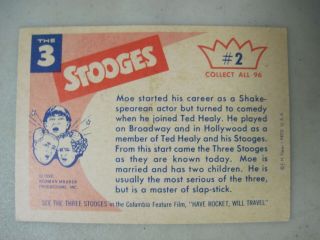 1959 FLEER THE 3 THREE STOOGES TRADING CARDS 1 - 3 CURLY LARRY & MOE 3
