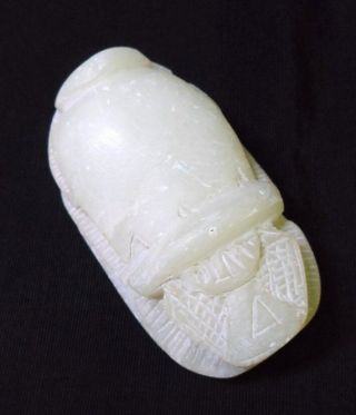 Vintage Carved Soapstone Scarab Egyptian Beetle With Hieroglyphics Paperweight