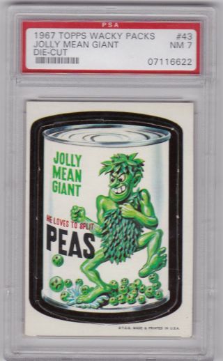 1967 Topps Wacky Packs 43 Jolly Mean Giant Psa 7 Nm Die - Cut Packages Tough