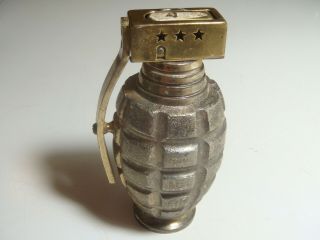 Vintage Cigarette Lighter Hand Grenade Metal Combat P.  G.  L.  14210