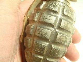 Vintage Cigarette Lighter Hand Grenade Metal Combat P.  G.  L.  14210 3