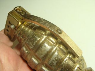 Vintage Cigarette Lighter Hand Grenade Metal Combat P.  G.  L.  14210 5
