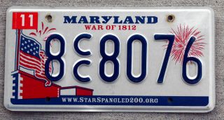 Maryland Stars Spangled 200th Anniversary Of The War Of 1812 License Plate