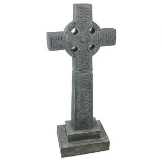Chisholm Highland Celtic Cross Design Toscano Statue With A Faux Granite Finish
