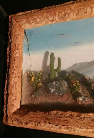 Large Vintage Diorama Southwestern Western Indian Arizona Desert Cacti Cactus 5