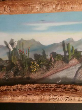 Large Vintage Diorama Southwestern Western Indian Arizona Desert Cacti Cactus 6