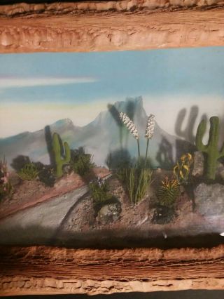 Large Vintage Diorama Southwestern Western Indian Arizona Desert Cacti Cactus 7