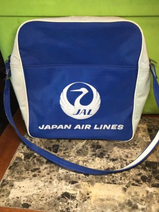 Vintage Japan Air Lines Jal Blue And Grey Carry Case With Strap