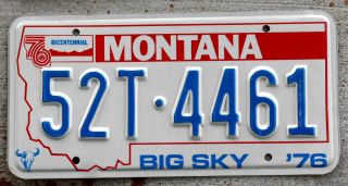 1976 Montana Bicentennial License Plate 52 In Great Shape