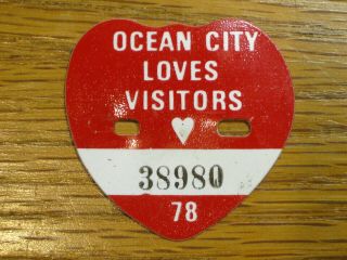1978 Ocean City Jersey Beach Tag Badge Season
