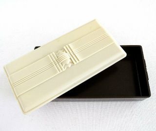 Art Deco Bakelite Mid - Century Box for Parker 220 - B Pen Dark Brown & Cream Top 2