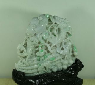Cert ' d Untreated Green Nature jadeite Jade Sculpture statue dragon 龙 q75603Q 6