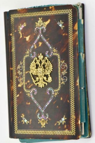 Very Rare Antique Imperial Russian Luxury Gold Inlay Ladies Note Book/purse
