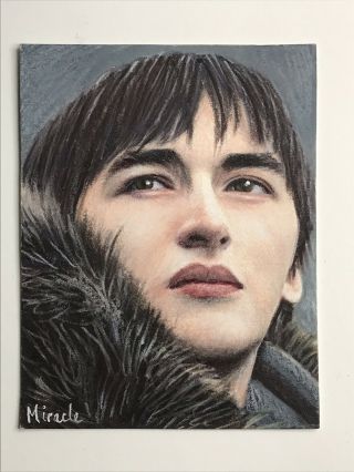 ACEO 1/1 GAME OF THRONES The Great BRAN STARK Sketchcard Art 2
