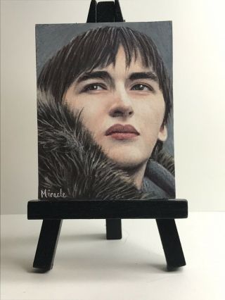 ACEO 1/1 GAME OF THRONES The Great BRAN STARK Sketchcard Art 3