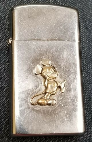 Rare Vintage Zippo Mickey Mouse " Golden Mickey " Lighter Rarest Of Disney