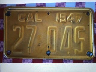 1947 California Dmv License Plate Vintage