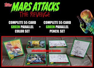 2017 Topps Mars Attacks The Revenge Complete 110 Card Green Parallel Set