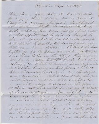 1851 Pontiac Mich Letter Gideon O.  Whittemore & Wife Mich.  Secretary Of State