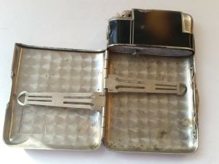 Art Deco Vintage,  Marathon Lighter & Cigarette Case Tortoise Design,  Silver Trim 4