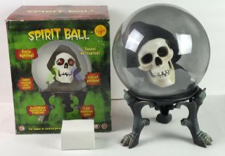 Gemmy Spirit Ball Animated Talking Lighted Hooded Skeleton Skull Halloween Globe