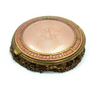 Antique Art Deco Gold Toned Mesh Pink Purse Clutch Style Powder Makeup Compact