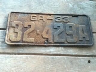 License Plate Tag 1933 Georgia Ga 32 429a Rustic Usa