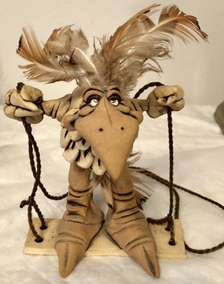 Rex Benson Stoneware Sculpture Lazy Dopey Dragon For Hanging Artist Signed Dated