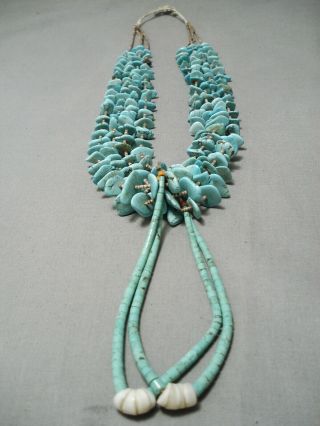 Superior Vintage Santo Domingo Navajo Turquoise Jacla Necklace Old