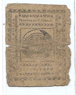 Orig.  1776 COLONIAL CURRENCY Note 