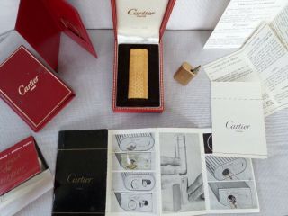 CARTIER vintage lighter 1974 gold plated w/ certificate and accessories 2