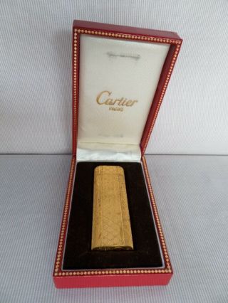 CARTIER vintage lighter 1974 gold plated w/ certificate and accessories 4