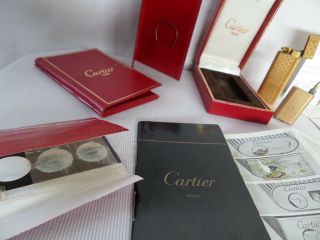 CARTIER vintage lighter 1974 gold plated w/ certificate and accessories 5