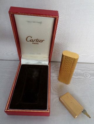 CARTIER vintage lighter 1974 gold plated w/ certificate and accessories 8