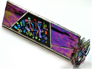 Goldsmith Kaleidoscope 9 " Abstract Layered Dichroic Fused Stained Glass,  2 Disks