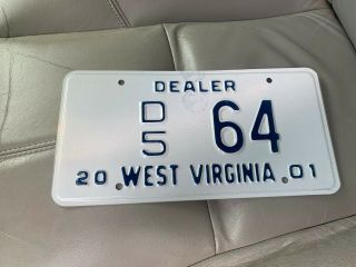 West Virginia License Plate Dealer Tag Wv 2001 D5 64