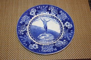 Antique Mohawk Park Charlemont Mass.  Blue Transferware Plate English Made