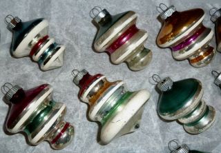 12 VINTAGE SHINY BRITE GLASS CHRISTMAS TREE SHAPE ORNAMENTS MADE IN THE USA 3