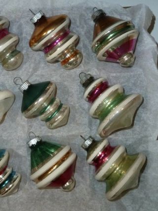 12 VINTAGE SHINY BRITE GLASS CHRISTMAS TREE SHAPE ORNAMENTS MADE IN THE USA 5