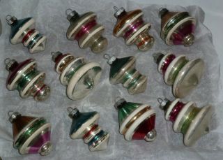 12 VINTAGE SHINY BRITE GLASS CHRISTMAS TREE SHAPE ORNAMENTS MADE IN THE USA 6