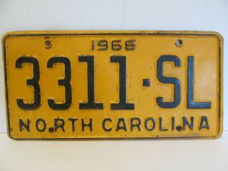 1966 North Carolina Nc License Plate Tag Rare 66